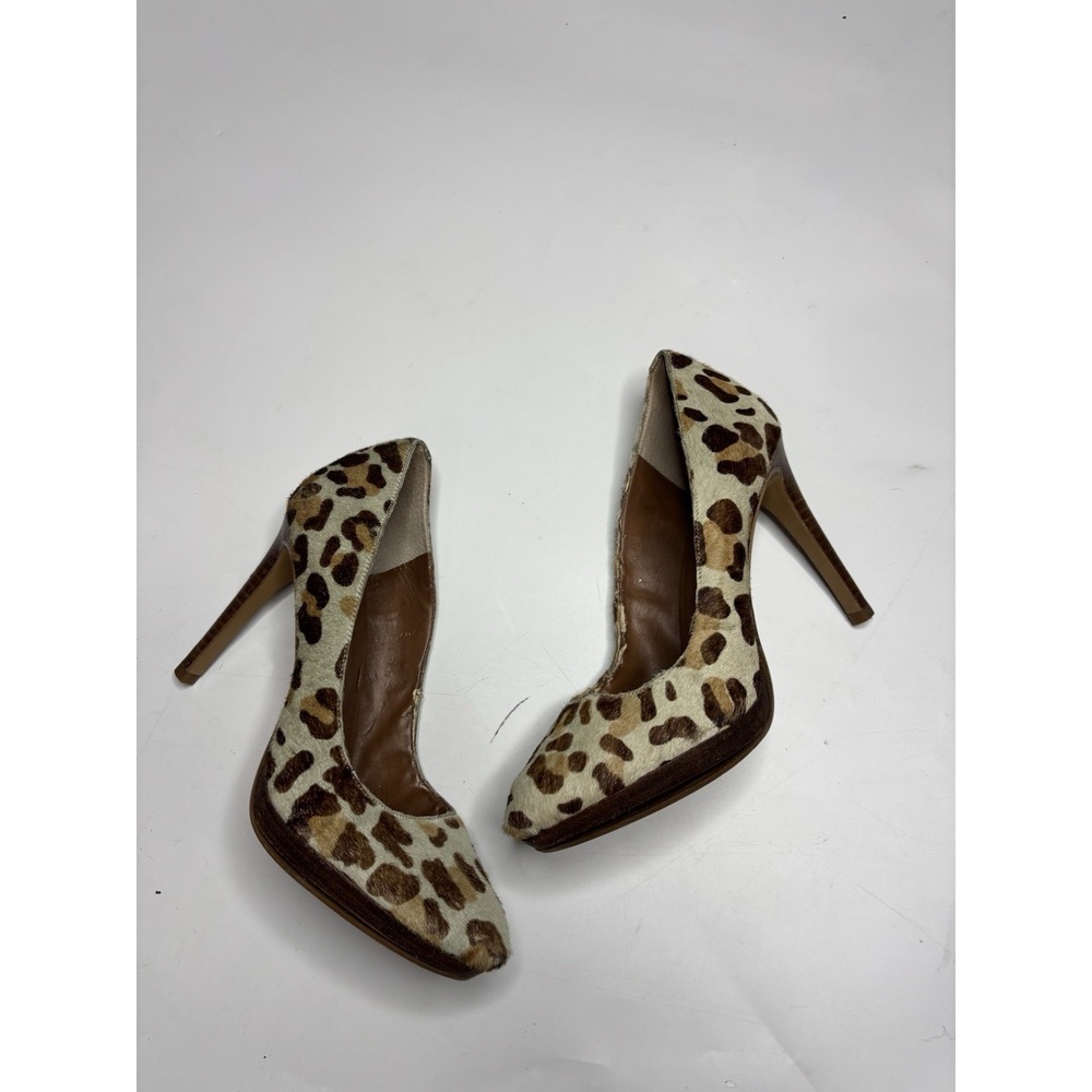 Y2K VTG 00s BCBGeneration Women's 8.5B Leopard Calf Hair Leather Pumps Heel SEE